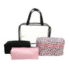 Butterfly Leopard 4 Piece Cosmetic Bag Set With Clear Carry