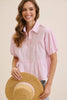 TEXTURED STRIPE OVERSIZED SHIRT WITH CONTRAST STITCHING
