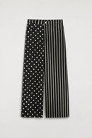 MIX DOT & STRIPE WIDE LEG PANTS