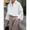 White Lapel Collar Blouse