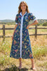 Navy Floral Shirt Midi Dress