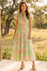 Chartreuse Floral Maxi Dress