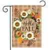 Hello Fall Wreath Double-Sided Double Sided Garden Flag