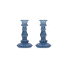 Coastal Blues Glass Candlestick Set 2