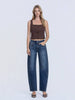 HIGH RISE DARK WASH BARREL JEANS
