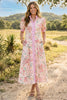 Pink Floral Shirt Midi Dress